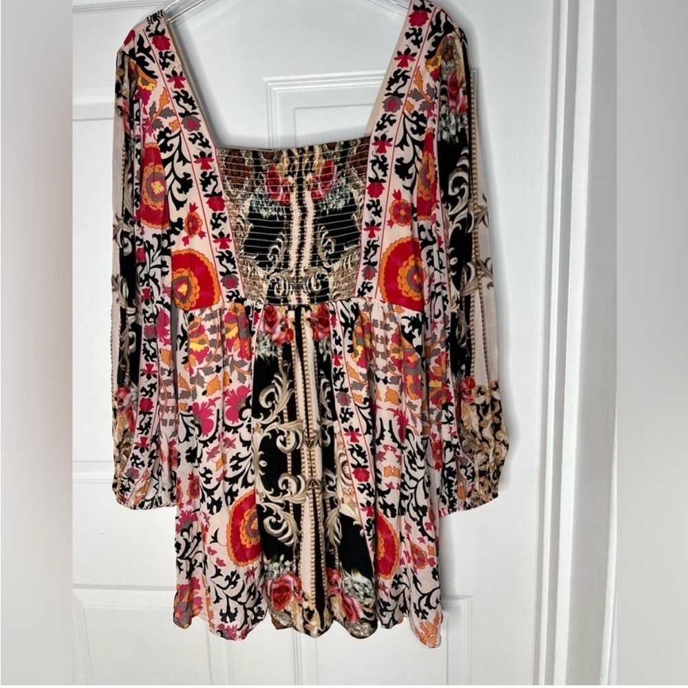 Anthropologie Nikasha Floral Mini Dress smock long sleeve - Picture 5 of 8